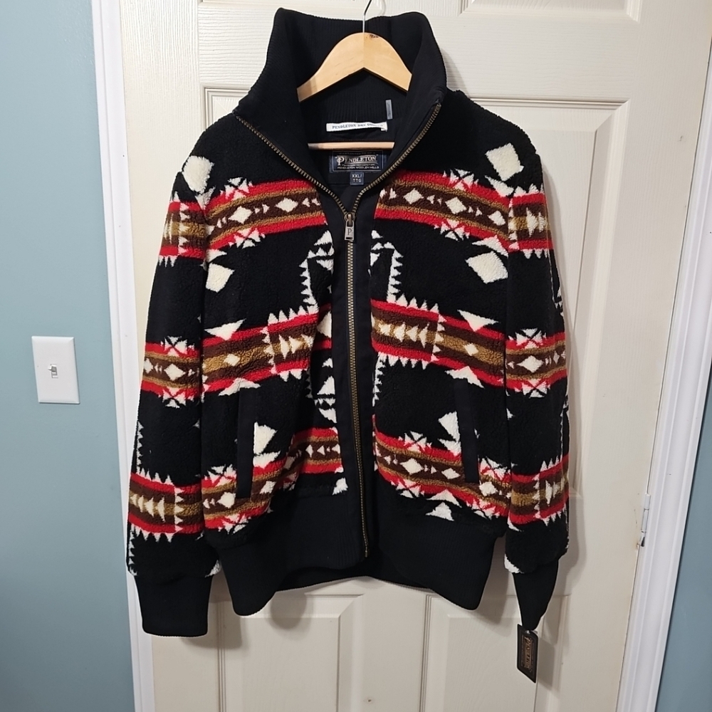 Pendleton Foxglove Range Fleece Bomber Jacket Aztec‎ Print Women's Size XXL NEW